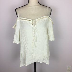 New!! Mosaic & Co Stitch Fix Blouse Top XL Ivory Off the Shoulder Rayon a70